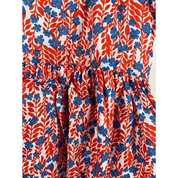 Girls Crewcuts Floral Sleeveless Dress With Ruffle Straps & Button Front Red & B - Picture 11 of 13